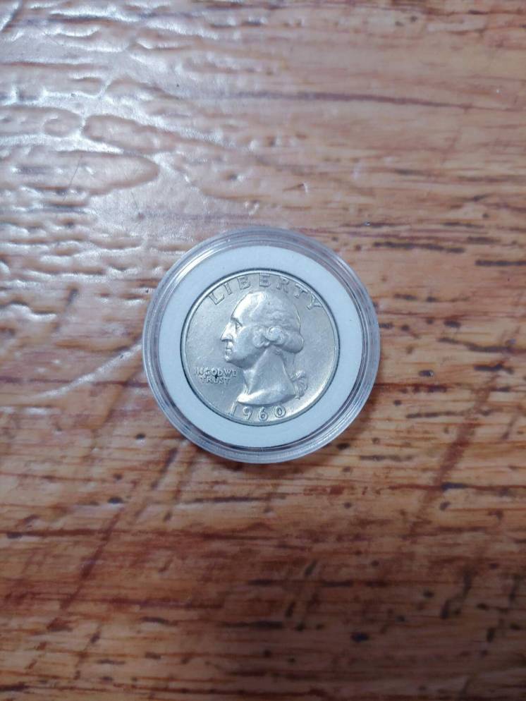 монета квотер 1960 год США серебро капсула
