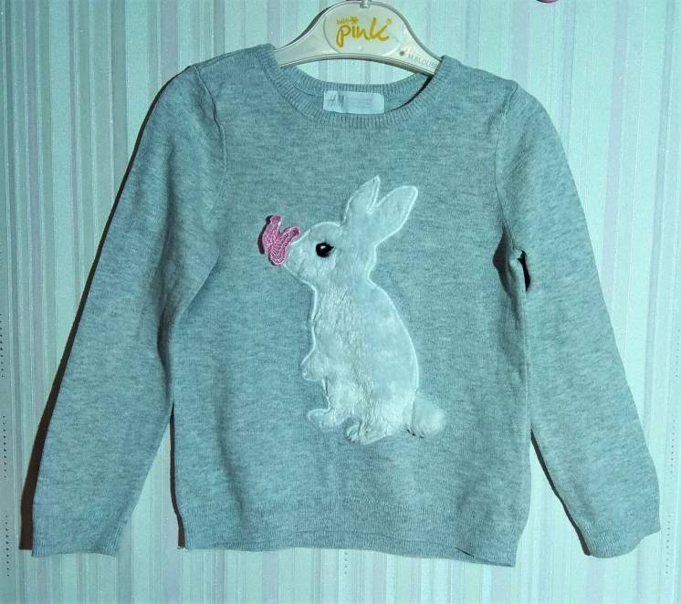 Сірий тонкий джемпер з кроликом H&M р. 2-4 роки