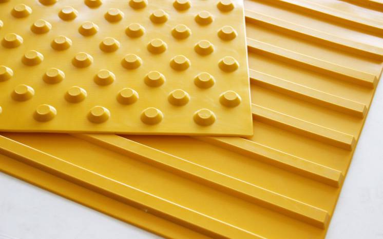 Тактильная плитка полиуретановая 400х400х3 мм конус желтая