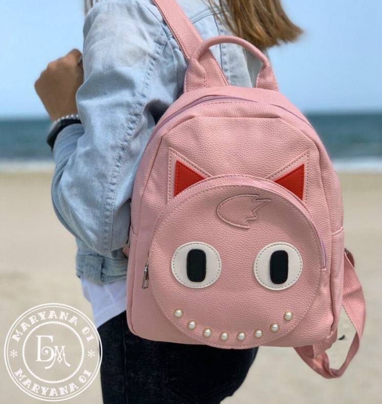 Трендовый рюкзак с ушками / розовый кот