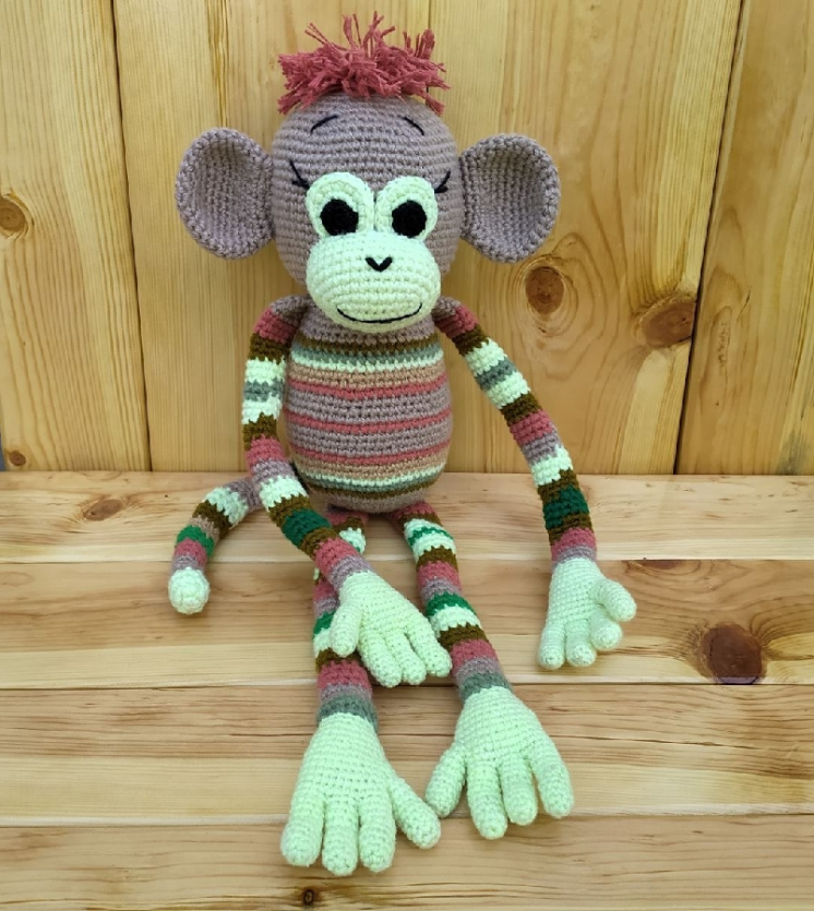 Игрушка обезьянка ручной работы, мартышка, вязаная обезьяна.