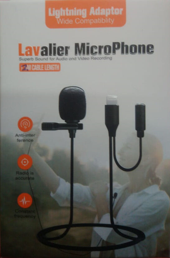 Микрофон прищепка петличный Lavalier Microphone для Apple Lightning Wh