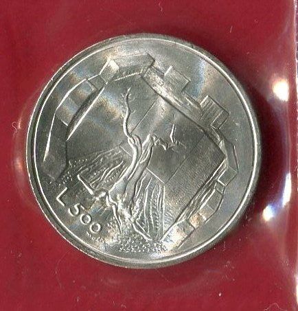 Сан Марино 500 лир 1976 UNC из из набора серебро
