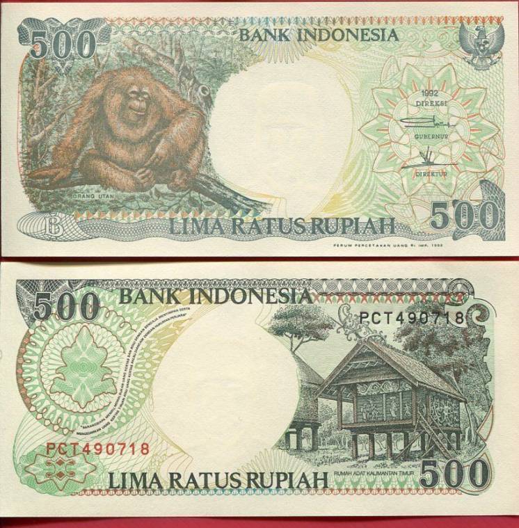 Банкнота Индонезия 500 рупий UNC пресс Обезьяна