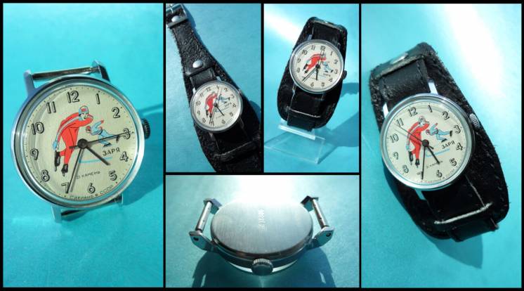 «ЗАРЯ» КОНЬКОБЕЖЦЫ часы мужские, механика, сделано в СССР