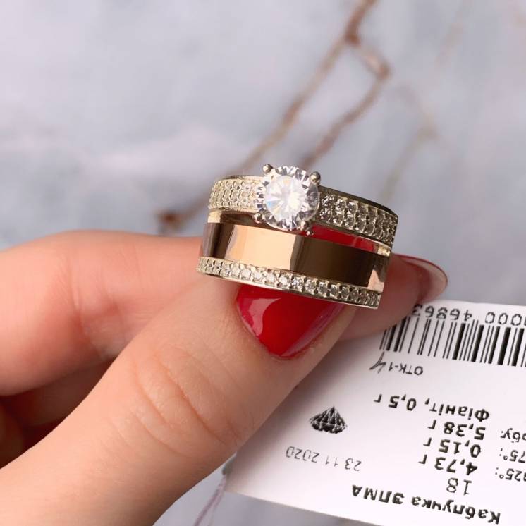 Шикарное кольцо с пластинами из золота