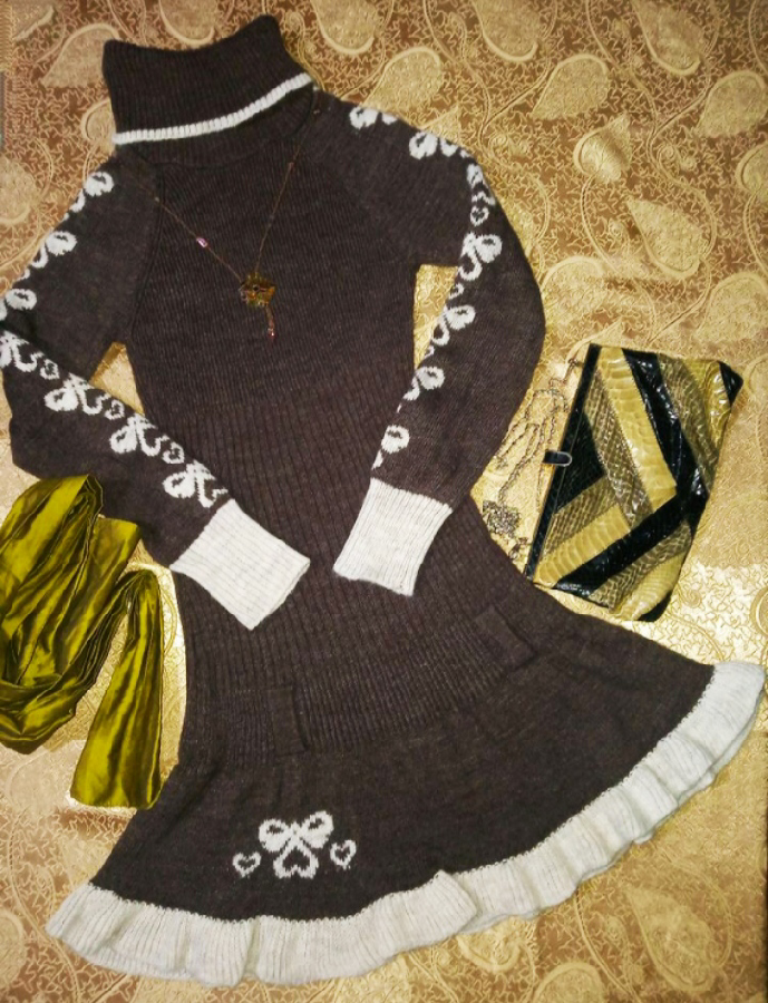 Платье-свитер Parkhand теплое вязанное с воротом р. XS, S