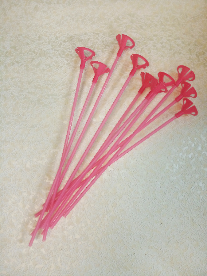 Палочки-держатели воздушных шаров 10 шт,розовые
