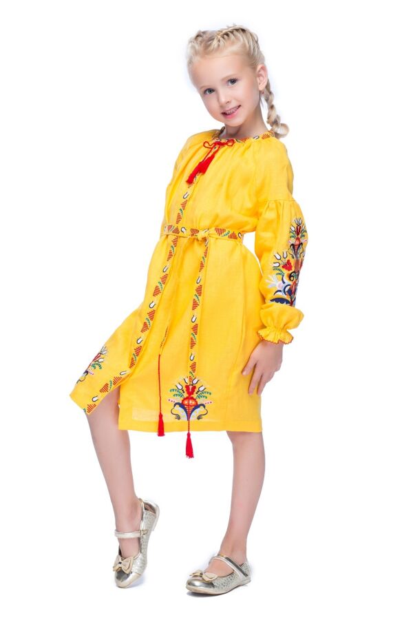 Сукня для дівчинки Сона (льон жовтий)