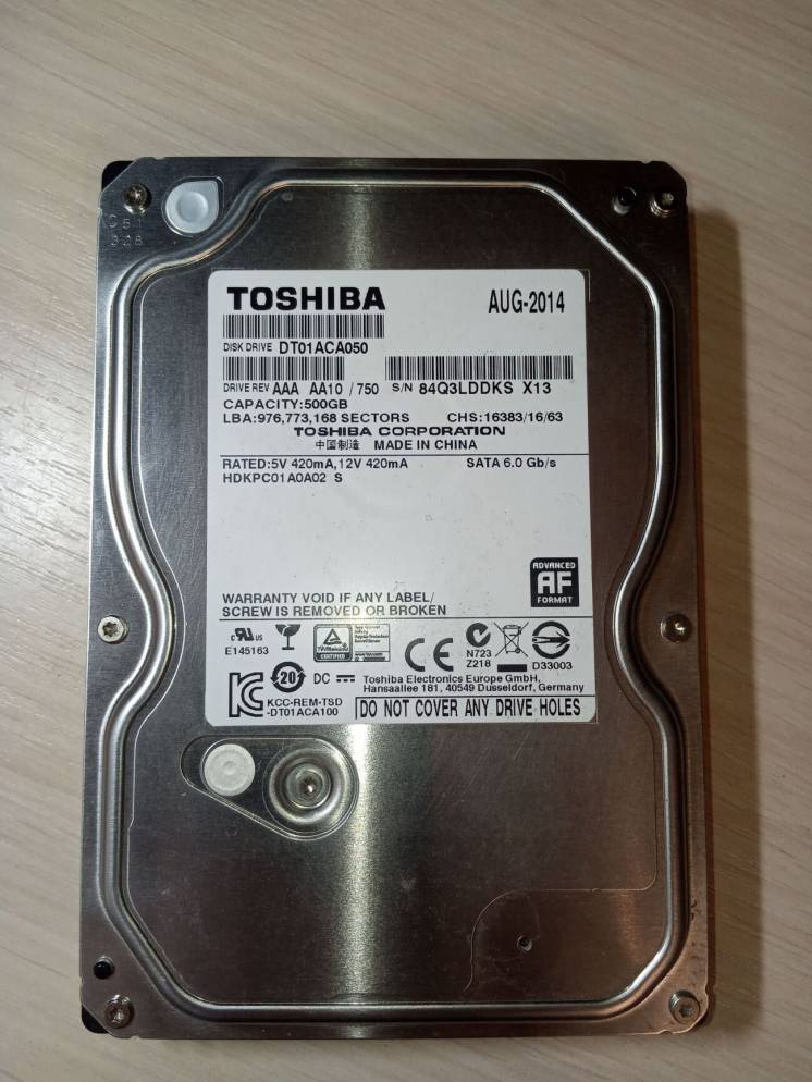 Жесткий диск Toshiba 500 Gb SATAIII (DT01ACA050)