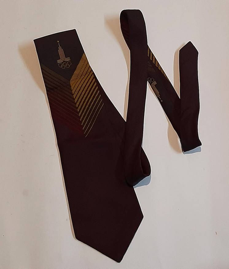 Винтажный мужской галстук с символикой Олимпиада-80, 70-80е гг. Киев.