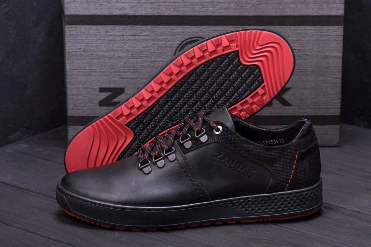 Мужские кожаные кроссовки ZG Aircross Black and Red