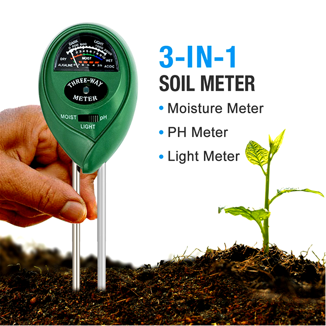 Измеритель кислотности pH, влажности и освещенности почвы