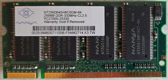 Оперативная память для ноутбуков NANYA 256MB DDR - 1 планка