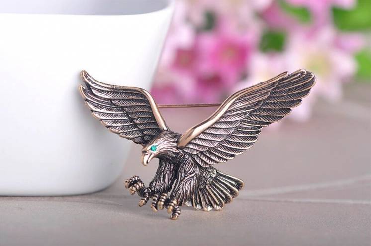 Брошь Брошка Орел Eagle золотая 3D феникс