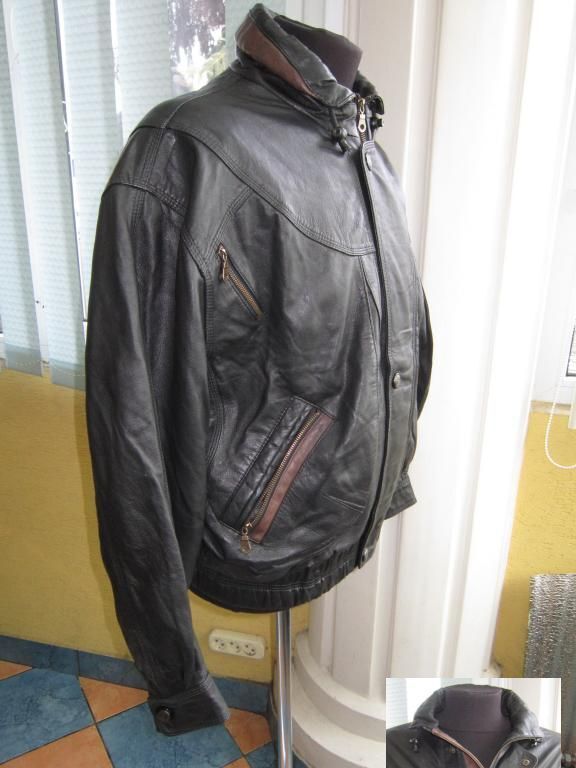 Большой кожаный мужской бомбер Genuine Leather. Англия. Лот 939