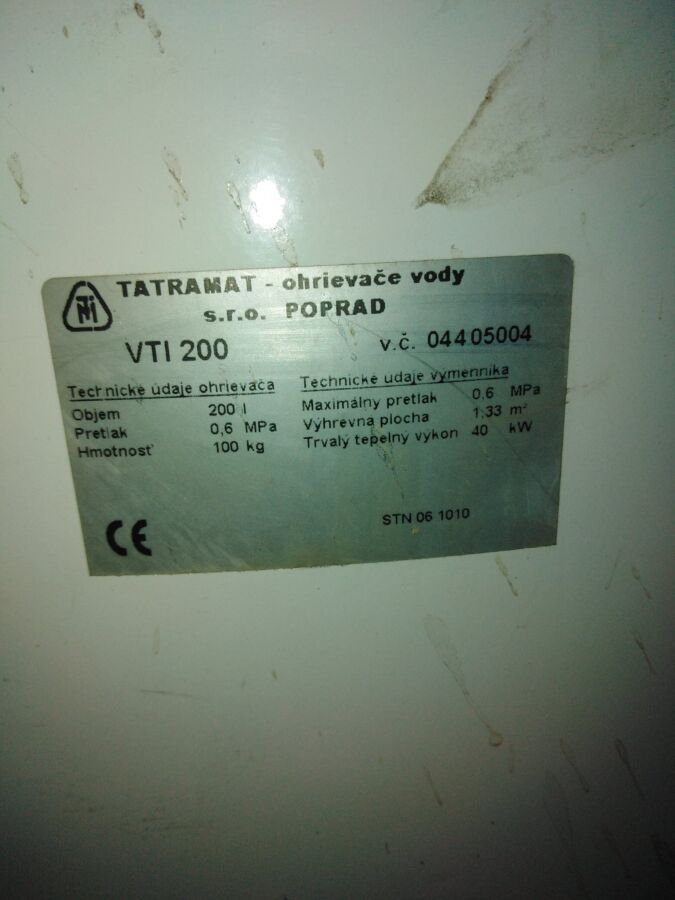 Водонагреватель с непрямым нагревом воды TATRAMAT VTI 200