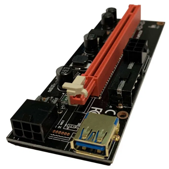 Райзер Riser 1x to 16x PCI-E USB3.0 ver 009S 6 pin \ molex (есть опт)