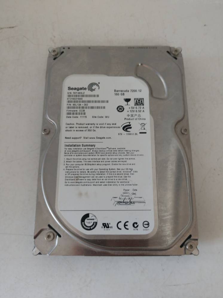 Жесткий диск 3.5” Seagate, 160GB для ПК, SMART GOOD