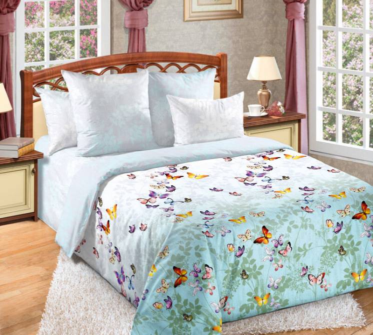 Эльфийская ночь - красивое постельное белье с бабочками перкаль, 100%