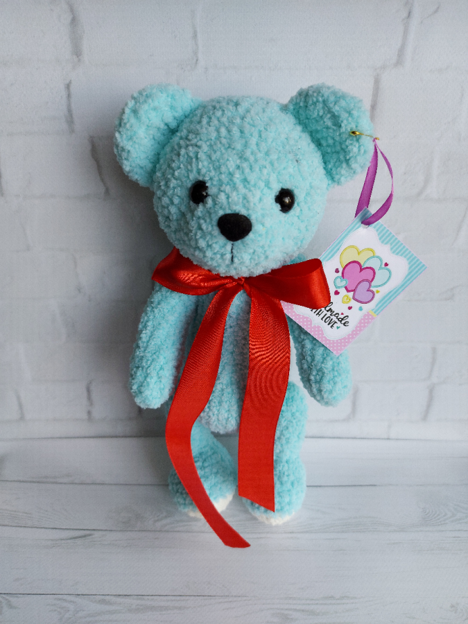 Мишка медведь вязанная игрушка ручной работы хендмейд Тедди ведмежатко
