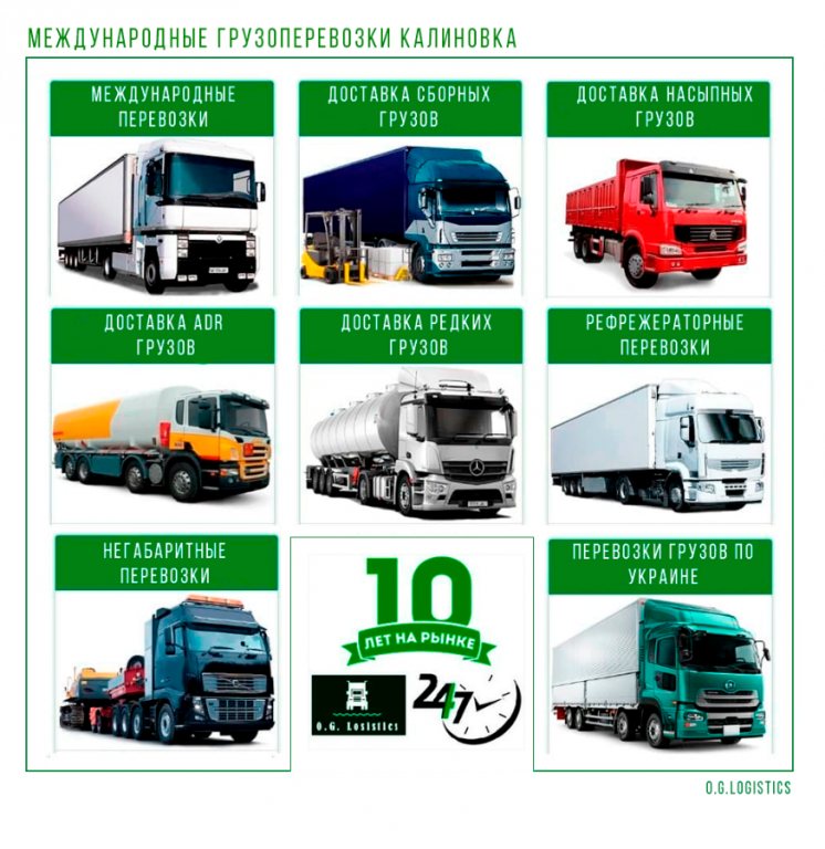 Международные перевозки грузов из Калиновки в Европу, СНГ, Азию