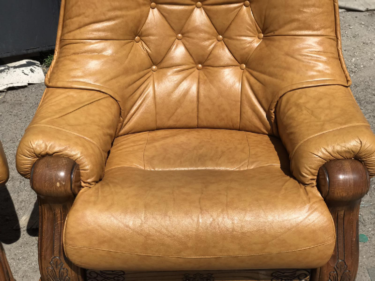 Кожаный комплект на дубовом каркасе Кожаный диван Кожаный гарнитур
