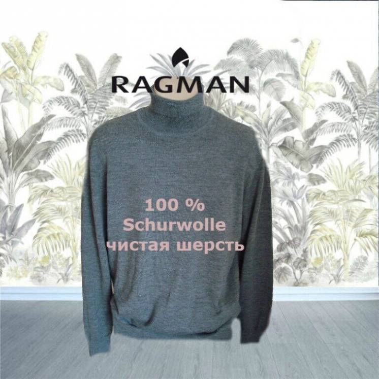 Ragman Шерстяной теплый мужской гольф шерсть серый меланж  XL