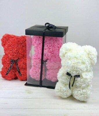 Мишка из 3D роз 25 см в красивой подарочной упаковке мишка Тедди из ро