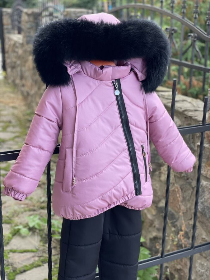Зимний термо комплект для девочки разные цвета и опушки пошив