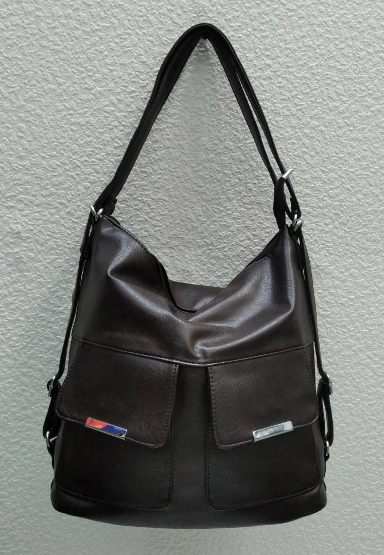 Женская сумка-рюкзак   (шоколадная) 21-09-024