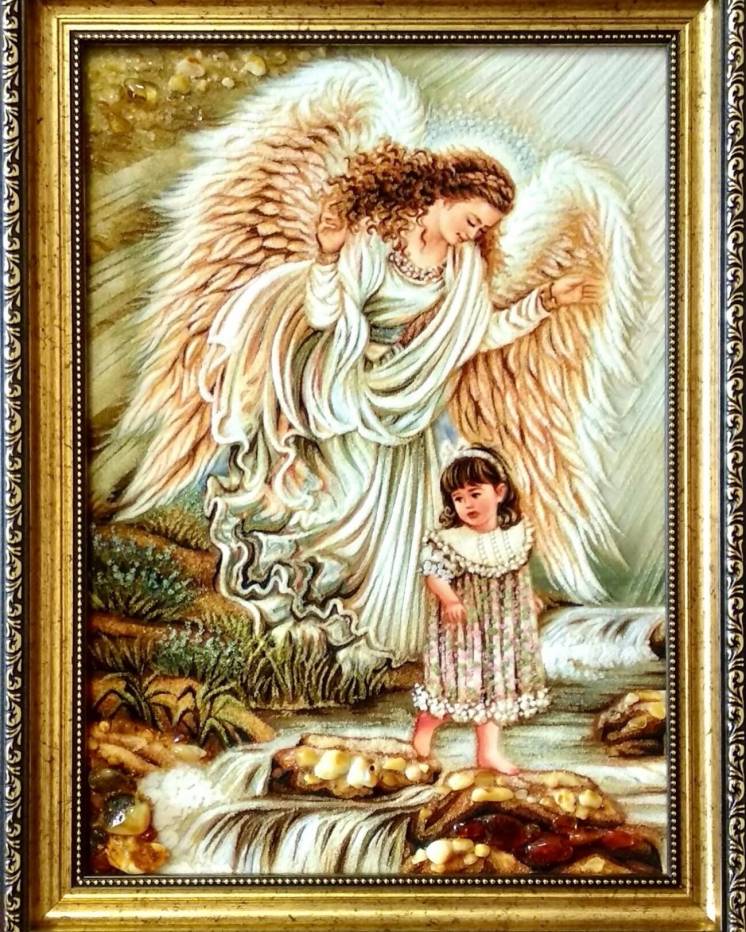 Картина з ангелом з бурштину