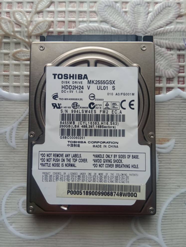 Жесткий диск Toshiba 250Gb 5400 MK2555GSX 2.5