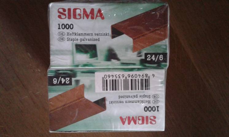 Скобы для степлера Sigma  24/6 медные 1000 шт.