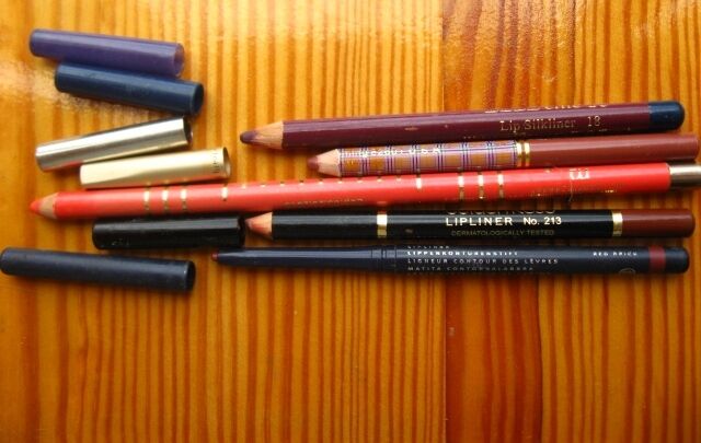 карандаш для губ алый, красный, малиновый, охра, фиолетовый
