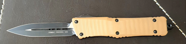 Нож Microtech Combat Troodon D/E Tan G-10, Black Composite Top, 142-1