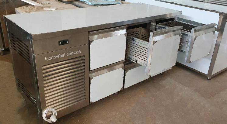 Холодильный стол 1800х700х850 мм на 6 ящиков с боковым агрегатом