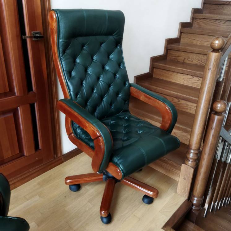 кожаное кресло для директора, кабинетное ручная работа офисное Garne K