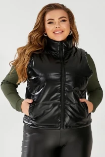 Жилет жіночий демісезонний екошкіра, колір чорний, 257R68
