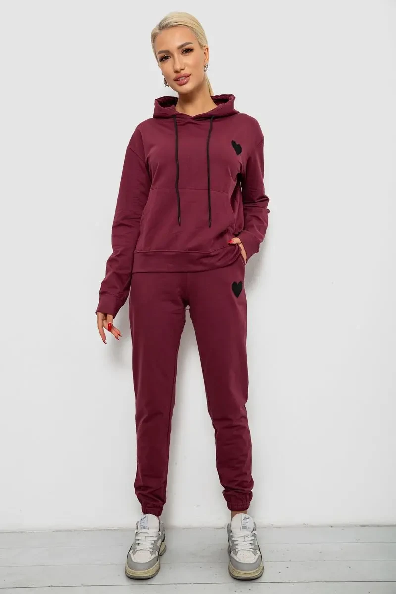 Спортивний костюм жіночий двонитка, колір сливовий, 214R1419-004