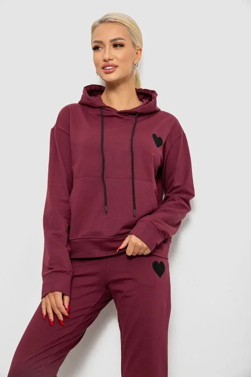 Спортивний костюм жіночий двонитка, колір сливовий, 214R1419-004 2