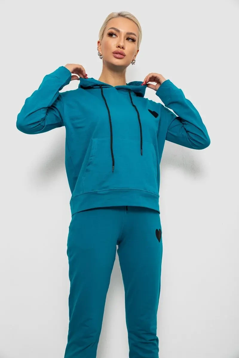 Спортивний костюм жіночий двонитка, колір бірюзовий, 214R1419-004 2