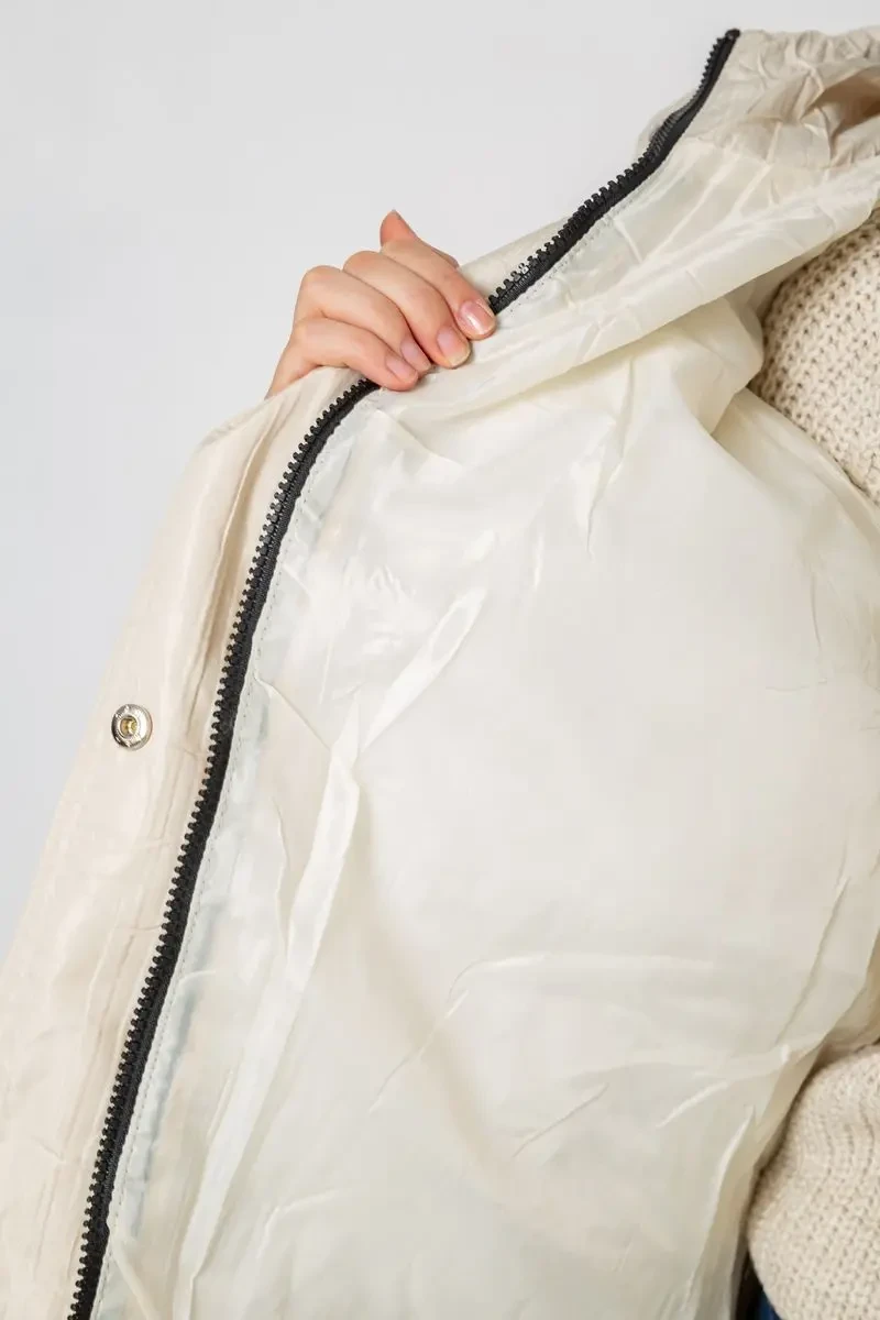 Куртка жіноча демісезонна з поясом, колір світло-бежевий, 207R005 8