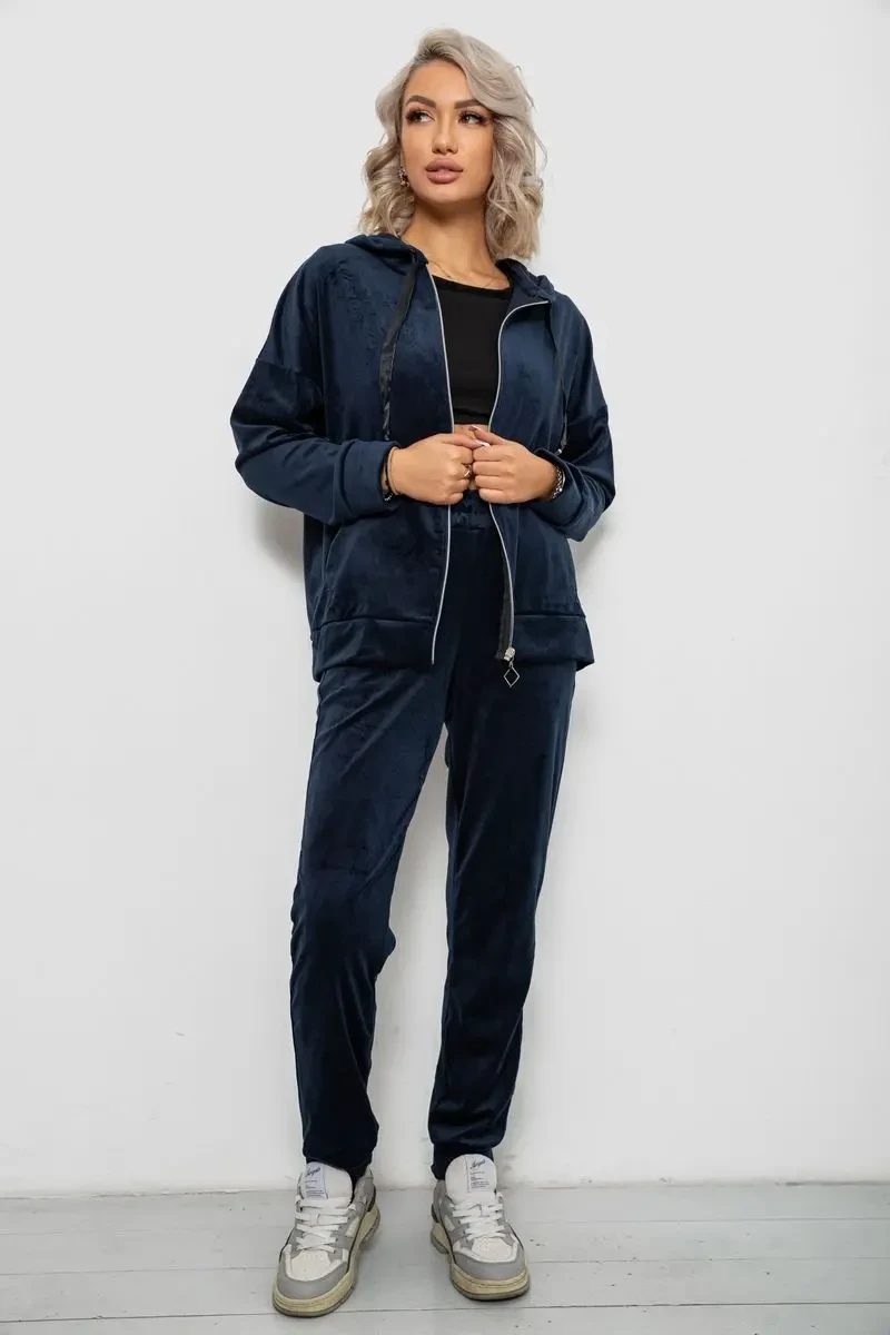 Спортивний костюм жіночий велюровий, колір синій, 257R4119