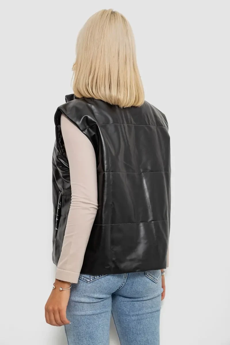 Жилет жіночий демісезонний екошкіра, колір чорний, 257R98 4