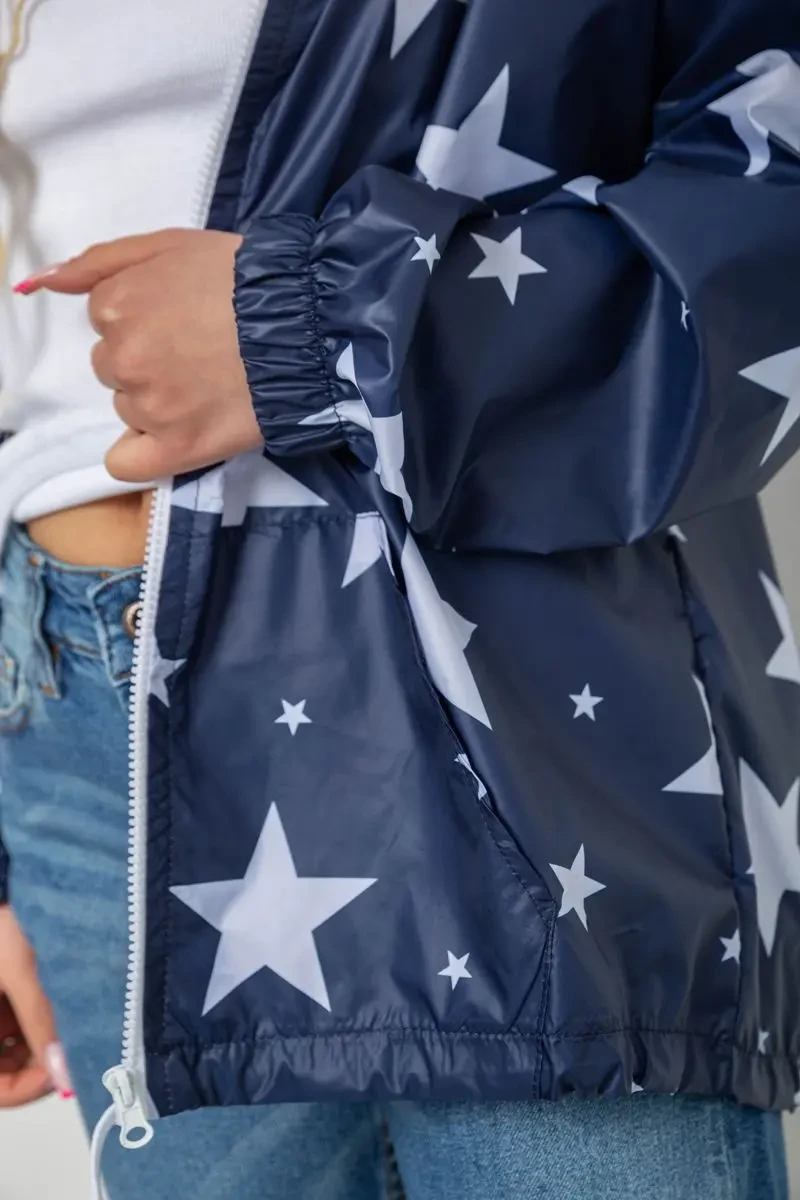 Вітровка жіноча з капюшоном, колір синій, 238R102 6