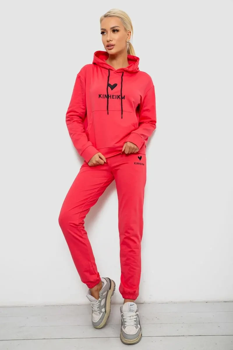 Спортивний костюм жіночий двонитка, колір кораловий, 214R1419-007