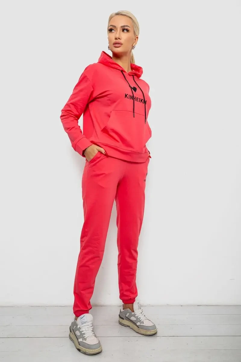 Спортивний костюм жіночий двонитка, колір кораловий, 214R1419-007 3