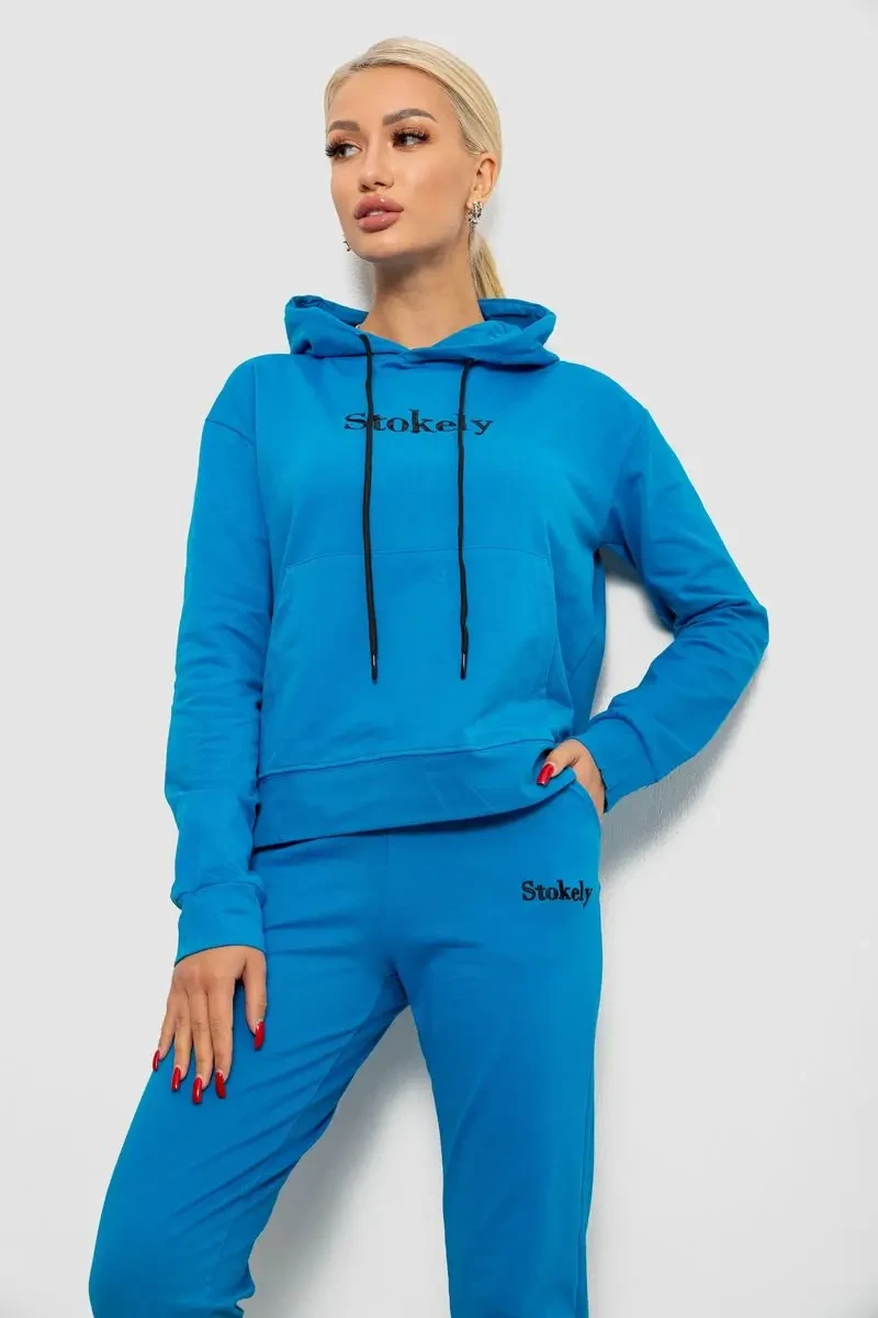 Спортивний костюм жіночий двонитка, колір джинс, 214R1419-006 2