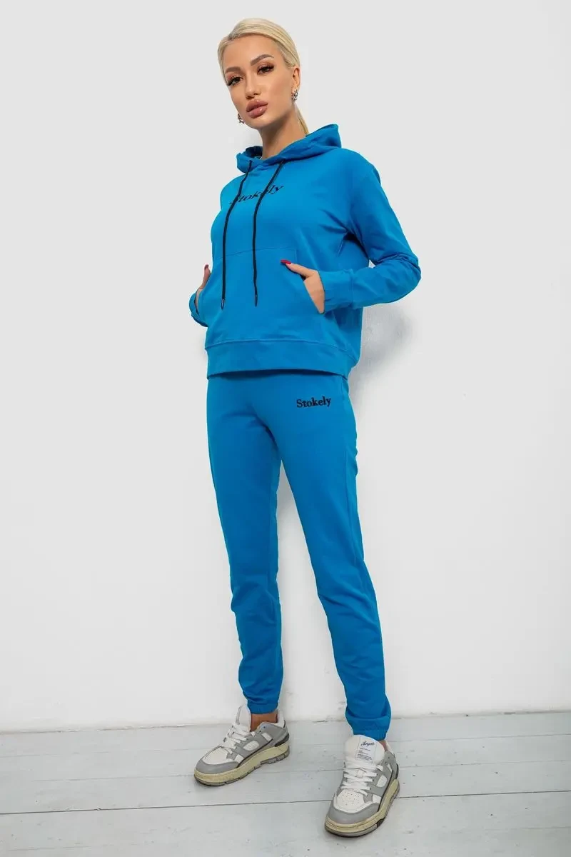 Спортивний костюм жіночий двонитка, колір джинс, 214R1419-006 3